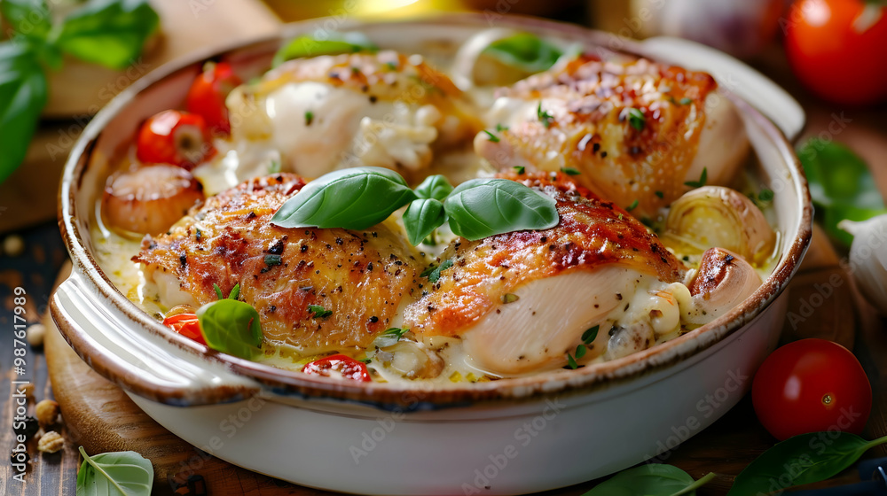 Delicious Creamy Chicken with Roasted Vegetables Delicious Creamy Chicken with Roasted Vegetables