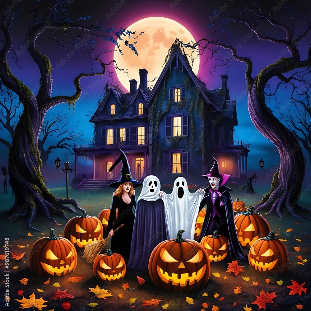Fototapeta premium halloween background with pumpkin