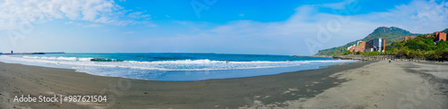 Kaohsiung, Taiwan, Republic of China, 01 25 2024: The landscape of Kaosiung Sizihwan Bay beach in Kaohsiung 