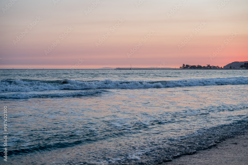 Obraz premium Sunset Evening Dana Point Beach Pink Sky