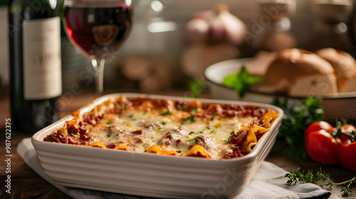 Lasagna with Red Wine A Classic Italian Dish photo