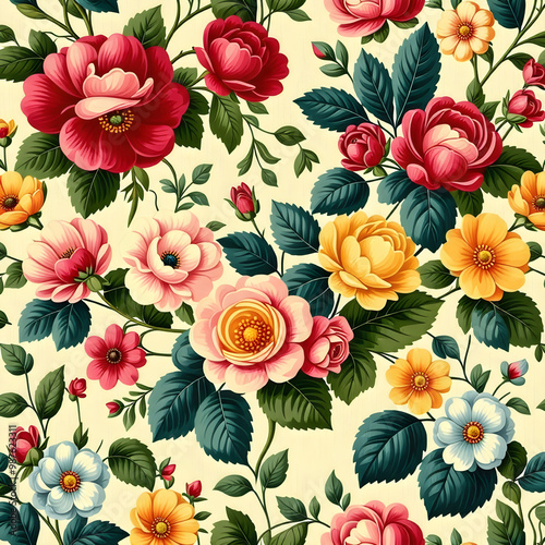 Wallpaper Mural vintage wallpaper with flowers Torontodigital.ca