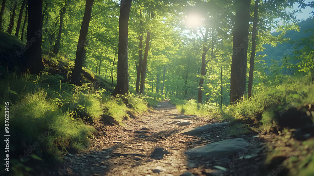 Forest Path Sunlight Through Trees Illustration Forest Path Sunlight Through Trees Illustration