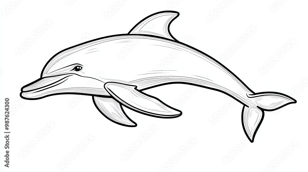 A simple line drawing of a dolphin leaping out of the water. A simple line drawing of a dolphin leaping out of the water.