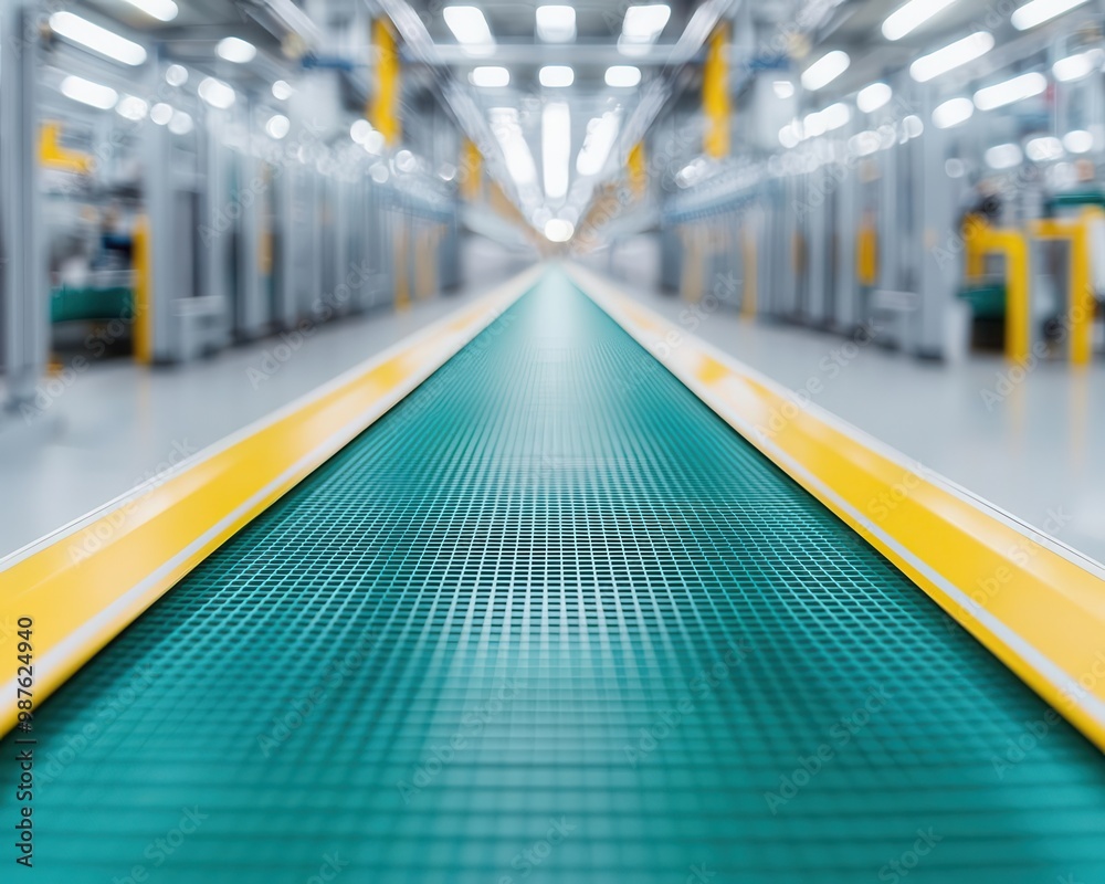 Fototapeta premium Simplistic view of an industrial production line, clean, orderly, and efficient, minimalist approach