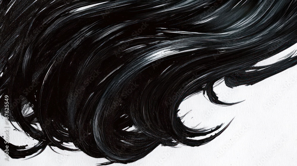 A close-up of flowing black hair, showcasing texture and movement. A close-up of flowing black hair, showcasing texture and movement.