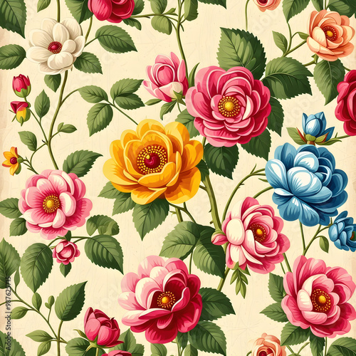 Wallpaper Mural vintage wallpaper with flowers Torontodigital.ca