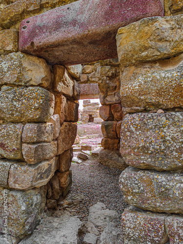 Tableau sur toile Stone architrave of the Nuraghe Piscu in Suelli, Sardinia. Italy