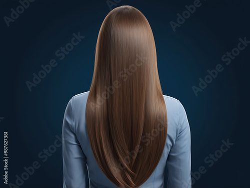 Rear View Portrait of a Woman with Long Hair in Studio Setting