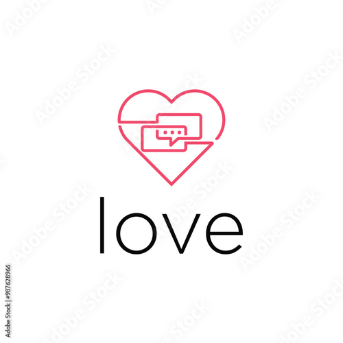 Love chat logo design line art style photo