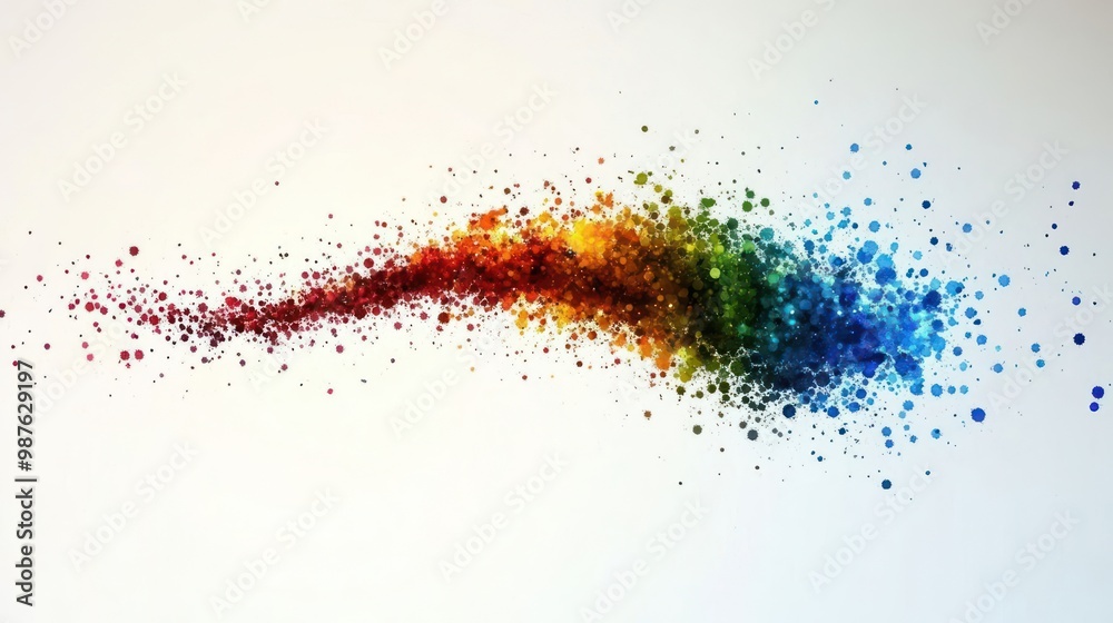 A colorful abstract design featuring a gradient of dots flowing in a wave-like motion. A colorful abstract design featuring a gradient of dots flowing in a wave-like motion.