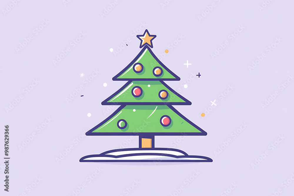A minimalist flat art design of a Christmas tree, featuring simple lines and shapes to represent the festive symbol A minimalist flat art design of a Christmas tree, featuring simple lines and shapes to represent the festive symbol