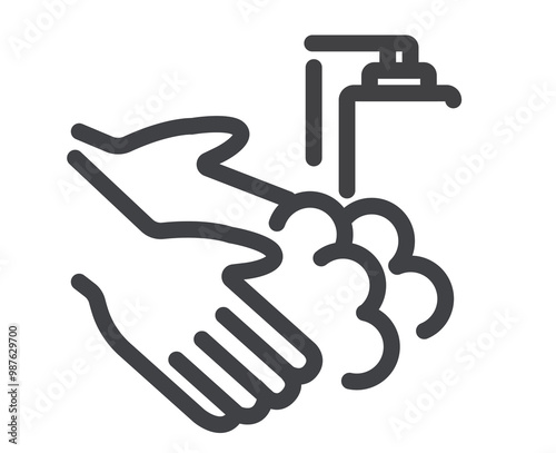 Hand washing line icons. Set of outline symbols, simple graphic elements, modern linear style black pictograms collection. Washing hands, hygiene, handwashing concepts. Vector line icons set