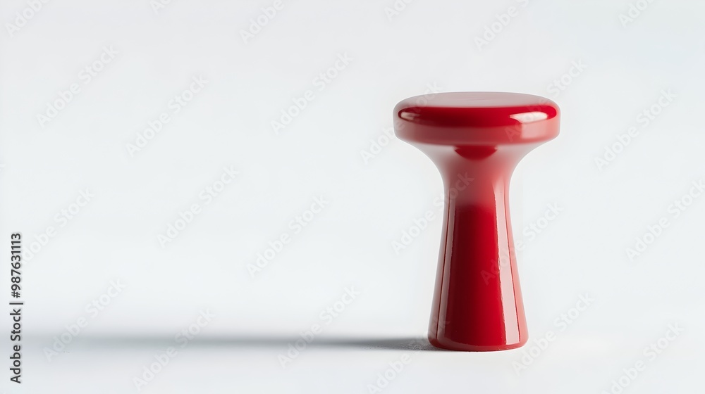 Perfectly Placed Ruby Toned Push Pin Against Clean White Background Perfectly Placed Ruby Toned Push Pin Against Clean White Background