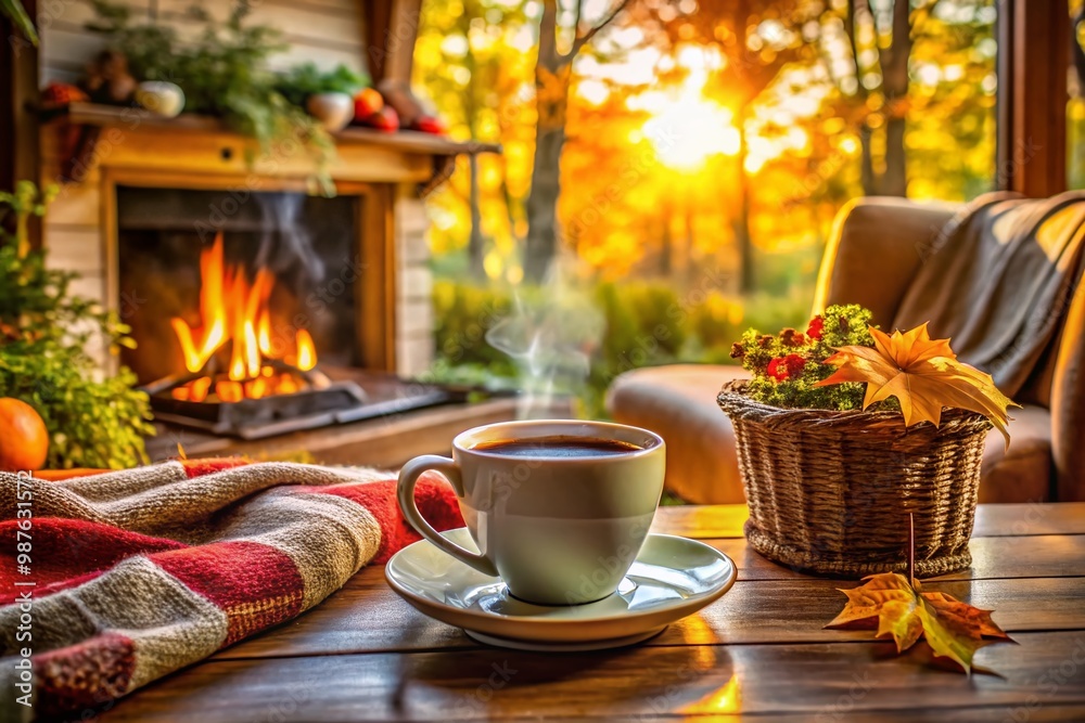 Cozy Morning Vibes with a Warm Cup of Coffee in a Stylish Home Environment for Relaxation Cozy Morning Vibes with a Warm Cup of Coffee in a Stylish Home Environment for Relaxation