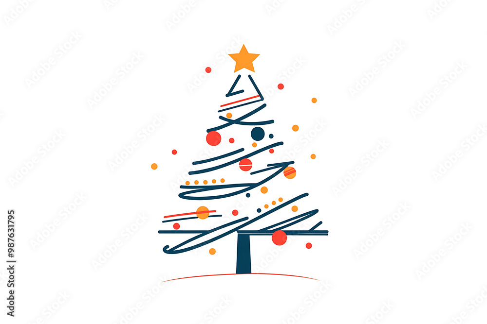 A minimalist flat art design of a Christmas tree, featuring simple lines and shapes to represent the festive symbol. A minimalist flat art design of a Christmas tree, featuring simple lines and shapes to represent the festive symbol.
