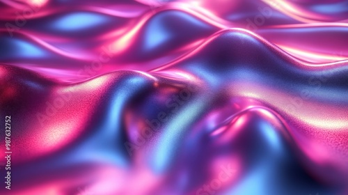 Wallpaper Mural Abstract Liquid Metal Texture: A mesmerizing abstract background image featuring a flowing, undulating surface of liquid metal in vibrant shades of pink and blue.  Its captivating texture and dynamic  Torontodigital.ca
