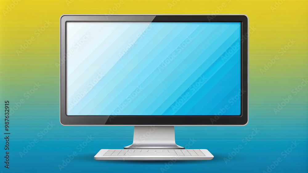sleek computer monitor with vibrant blue gradient background, showcasing modern design that enhances any workspace. Perfect for digital tasks and creative projects