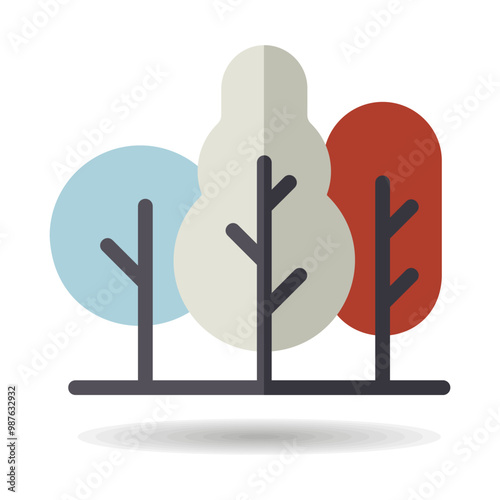 Deciduous forest vector icon. Nature sign