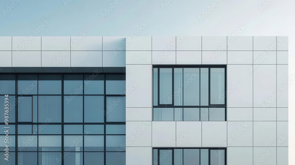 Modern factory complex with streamlined architecture, uniform materials, and minimalist aesthetics Modern factory complex with streamlined architecture, uniform materials, and minimalist aesthetics