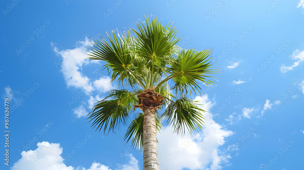 Palm Tree Against a Blue Sky with Clouds Palm Tree Against a Blue Sky with Clouds