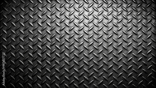 Obraz na płótnie textured black metal surface with diamond plate pattern, showcasing rugged and industrial feel. This background is perfect for various design applications w salonie
