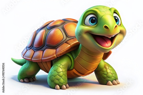 Cute cartoon tortoise character with a cheerful expression, perfect for children's illustrations and designs