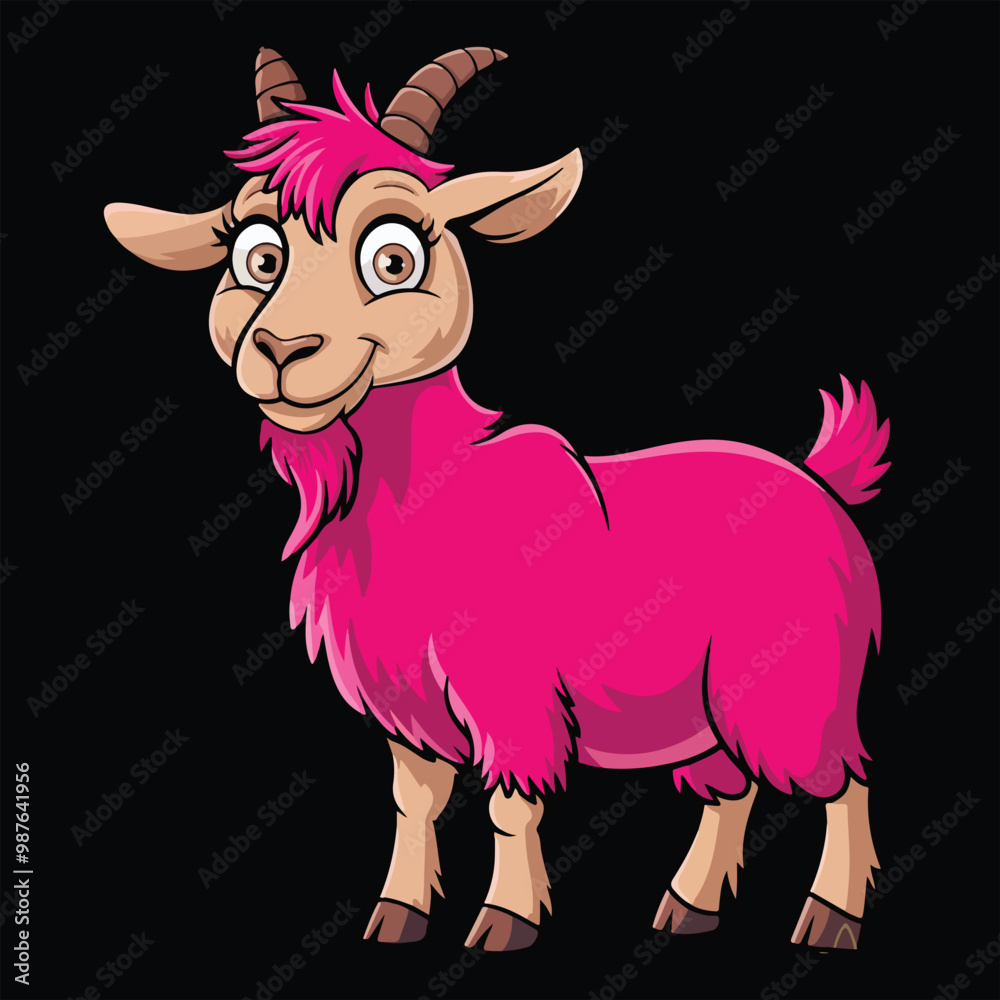 Cute Goat Vector With Black Background Cute Goat Vector With Black Background