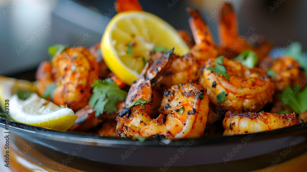 Grilled Shrimp with Lemon and Cilantro A Delicious Seafood Dish Grilled Shrimp with Lemon and Cilantro A Delicious Seafood Dish