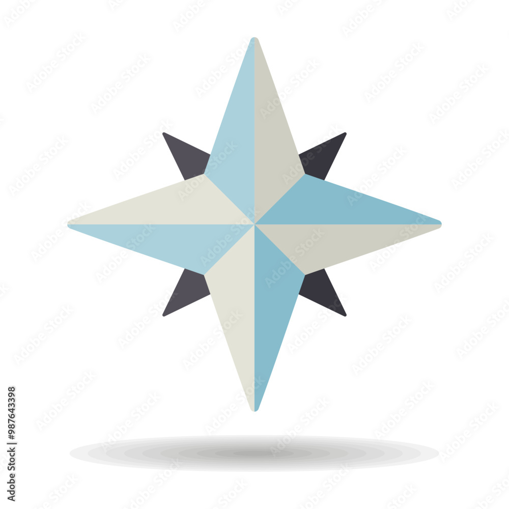 Obraz premium Wind rose vector isolated icon. Navigation sign