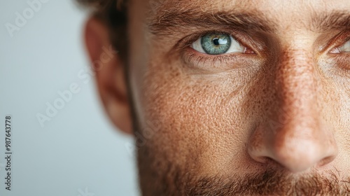 A close-up image focusing on the back side of a man's ear, highlighting the texture and natural details of human skin and ear anatomy. The background is out of focus. photo