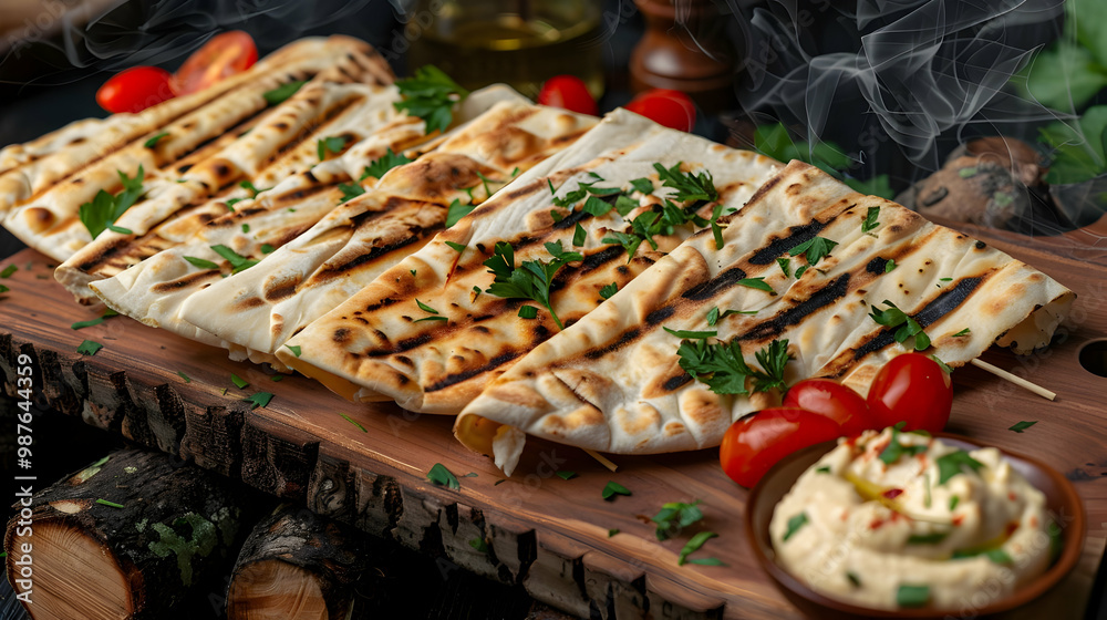 Grilled Flatbread with Hummus and Tomatoes A Delicious Middle Eastern Appetizer Grilled Flatbread with Hummus and Tomatoes A Delicious Middle Eastern Appetizer