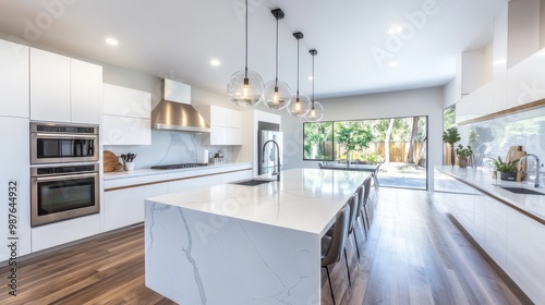Wallpaper Mural Interior of a Modern Kitchen with White Marble Countertops. Minimalist Design Torontodigital.ca