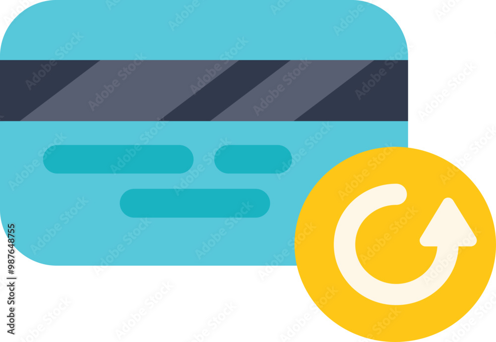 Recurring payment concept with credit card and reload arrow icon, automatic money transfer symbol Recurring payment concept with credit card and reload arrow icon, automatic money transfer symbol
