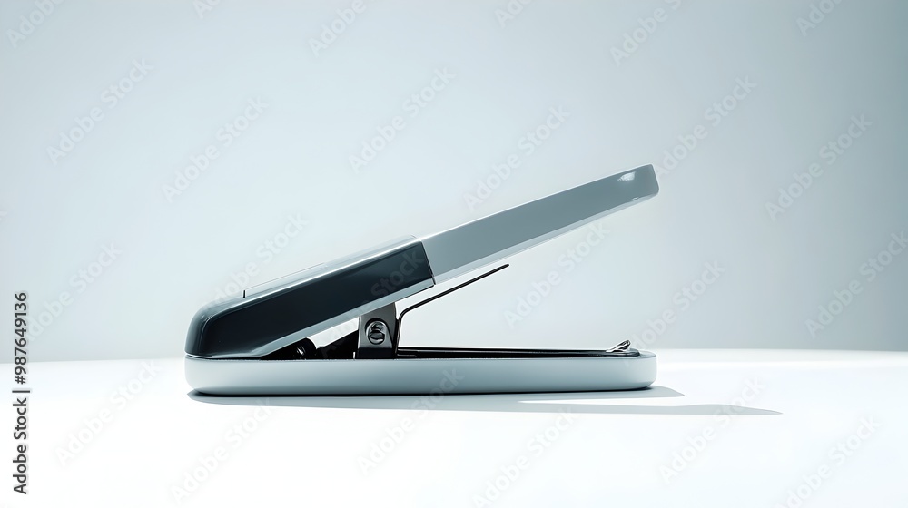 Sleek Stapler on Plain White Surface Minimalist Office Accessory Sleek Stapler on Plain White Surface Minimalist Office Accessory