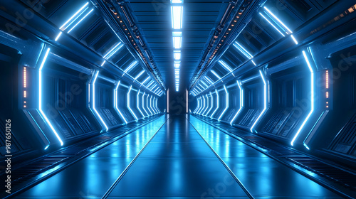 Futuristic Sci-Fi Corridor 3D Illustration