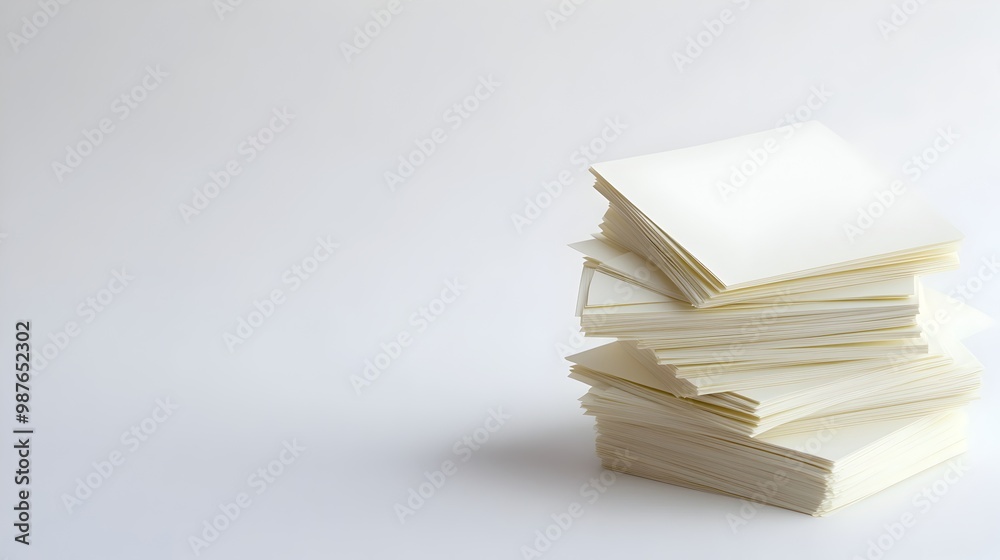 Stacked Blank Paper Notebooks with Clean White Backdrop for Organized Productivity