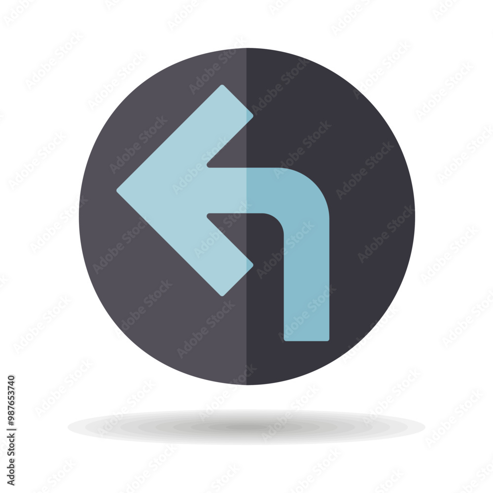 Turn left arrow vector icon. Navigation sign Turn left arrow vector icon. Navigation sign