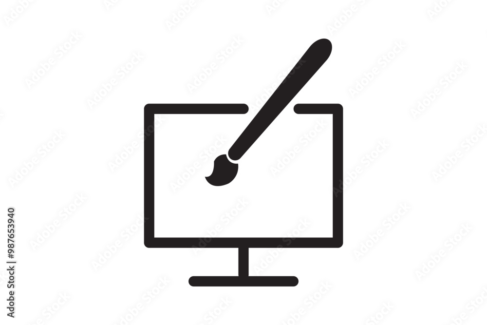 Brush on computer icon vector, illustration icon isolated on white background, for your website design, logo or illustration icon, user interface. the icon drawing. Brush on computer icon vector, illustration icon isolated on white background, for your website design, logo or illustration icon, user interface. the icon drawing.