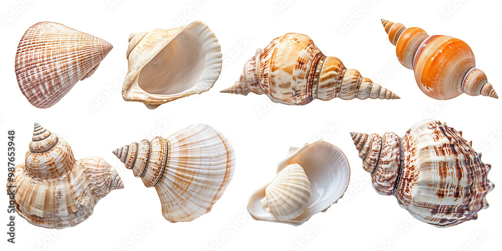 Variety of Seashells Collection in High Detail. A set of beautifully detailed seashells in different shapes, textures, and colors, perfect for beach, coastal, and nature-related designs. Variety of Seashells Collection in High Detail. A set of beautifully detailed seashells in different shapes, textures, and colors, perfect for beach, coastal, and nature-related designs.