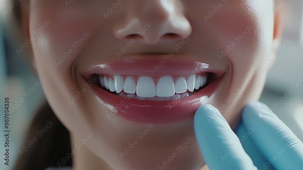 Close-up of a person's mouth showing perfect white teeth and a bright smile. Close-up of a person's mouth showing perfect white teeth and a bright smile.