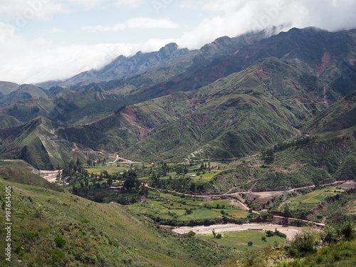 Maragua Crater, in the moutainous region of Cordillera de los Frailes. Near Sucre, Bolivia. A famous hike on a pre-hispanic trail down to the crater. photo