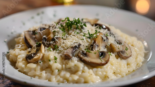 Creamy Mushroom Risotto with Parmesan Cheese A Delicious Italian Dish