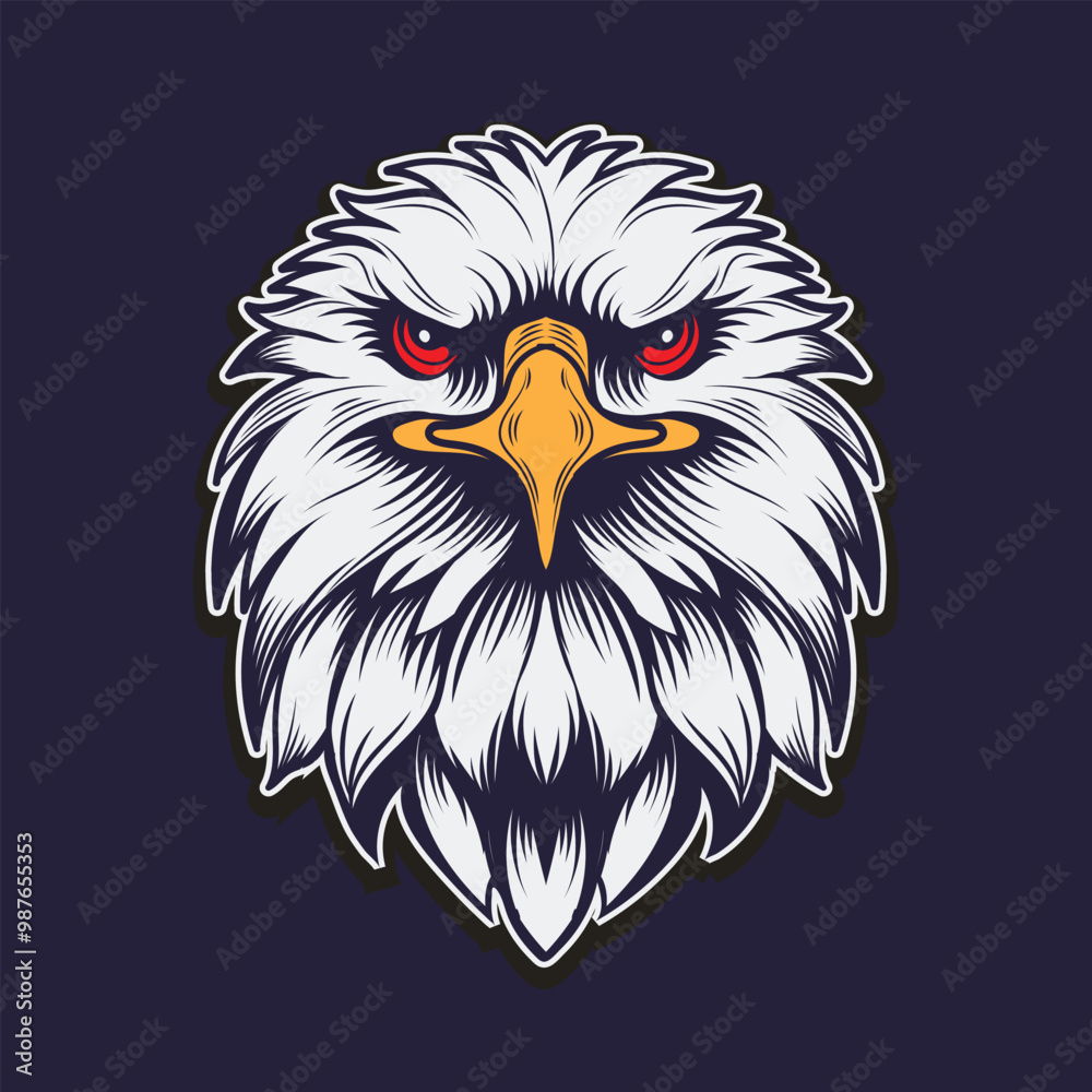 Obraz premium Eagle head front view for dark background design