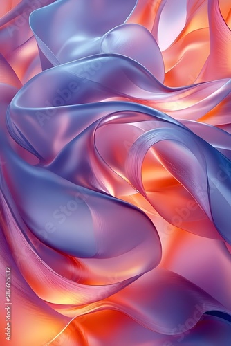 Wallpaper Mural Abstract digital art featuring swirling, flowing shapes in vibrant shades of blue, orange, and pink. Torontodigital.ca
