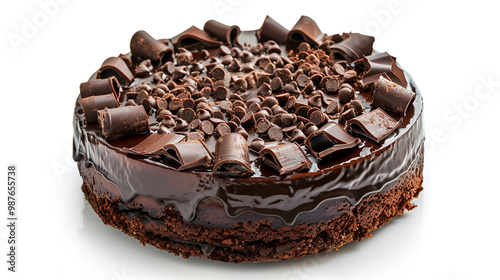 chocolate cake, Chocolate cake on isolated white background.