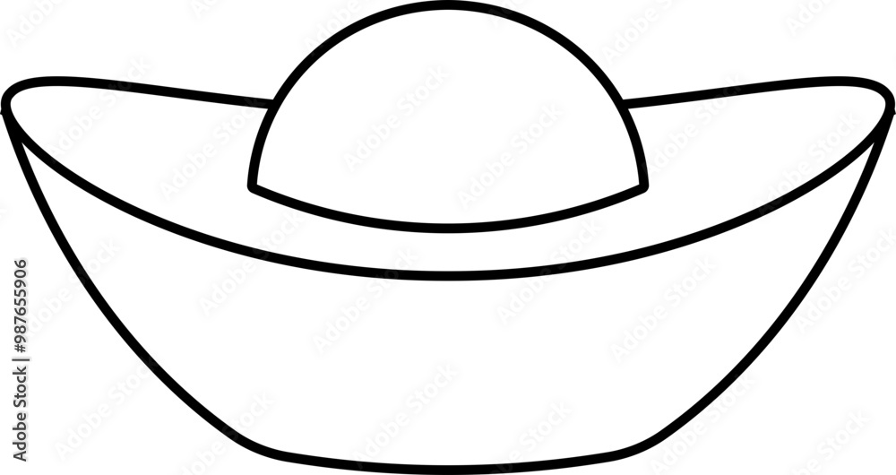Chinese Gold Ingot outline vector.
Gold Ingot yuanbao coloring page svg.