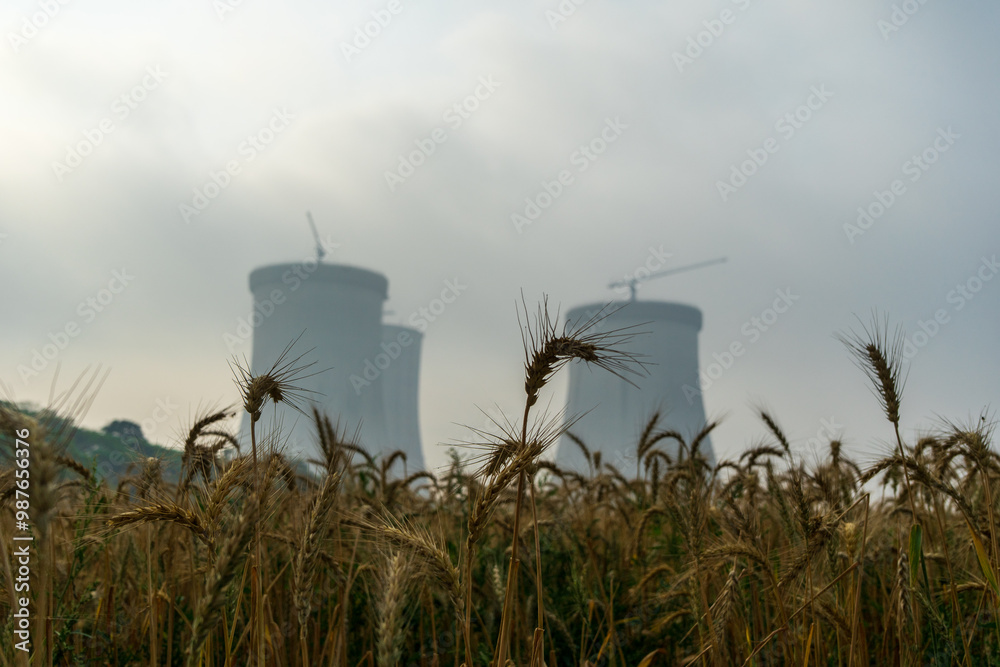Cooling towers of the Ruppur Nuclear Power Plant. Rooppur, Bangladesh.
