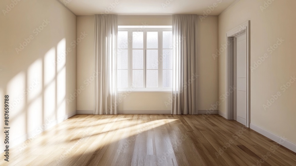 Fototapeta premium Sunlight Streaming into a Minimalist Room