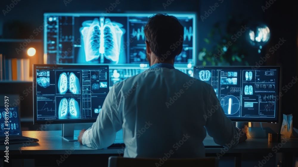 An online medical consultation, where a patient discusses symptoms with a doctor through a video call, surrounded by digital health tools and a seamless virtual interface An online medical consultation, where a patient discusses symptoms with a doctor through a video call, surrounded by digital health tools and a seamless virtual interface